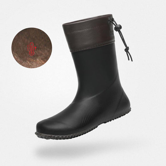 Barfuß-Gummistiefel Isolierung Brisk I Schwarz-Winterplusch Erwachsene 3mm Sohle Matschfest - Saguaro