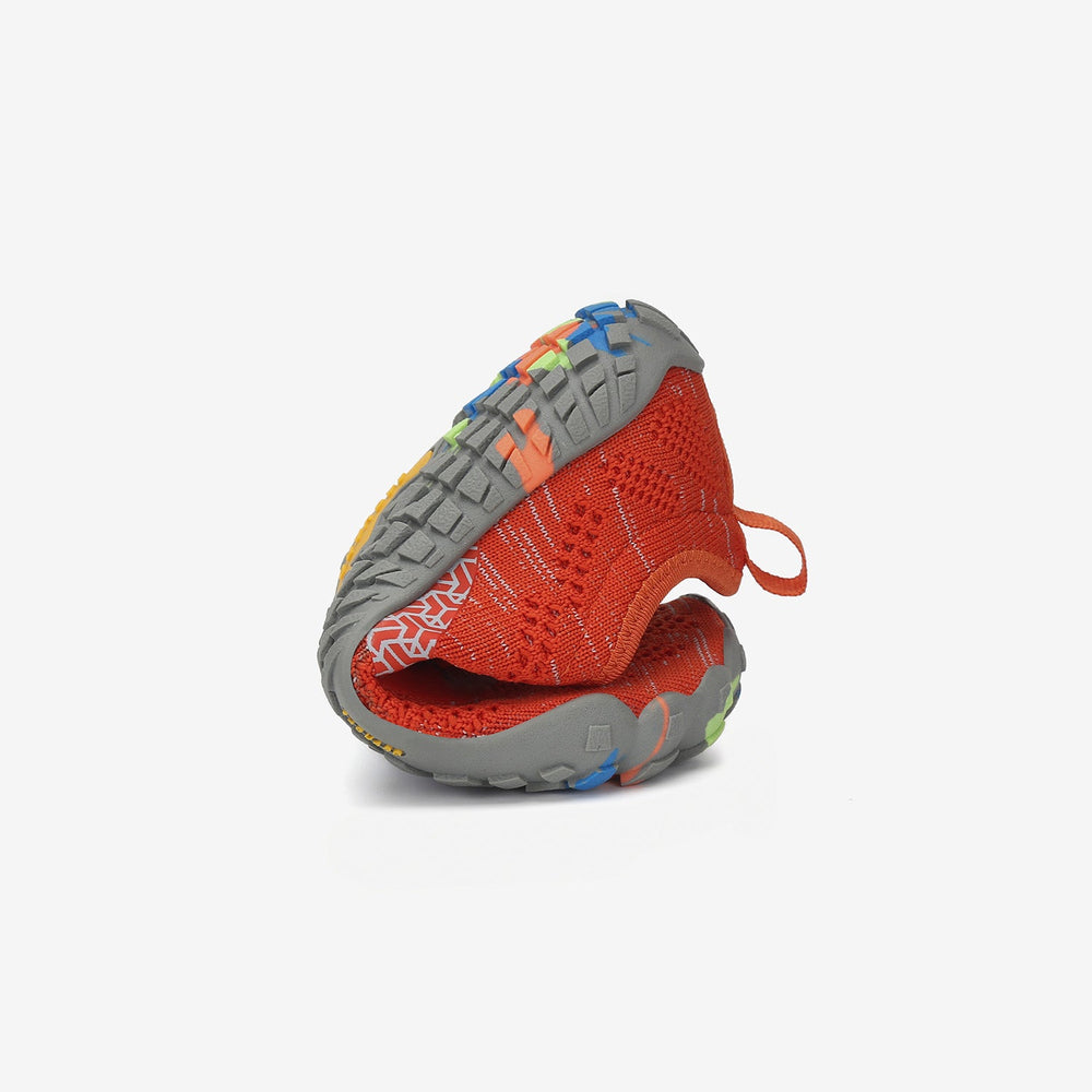 Barfußschuhe Flexkerben Smart I Orange Kinder 4mm Sohle Klettverschluss falten- Saguaro