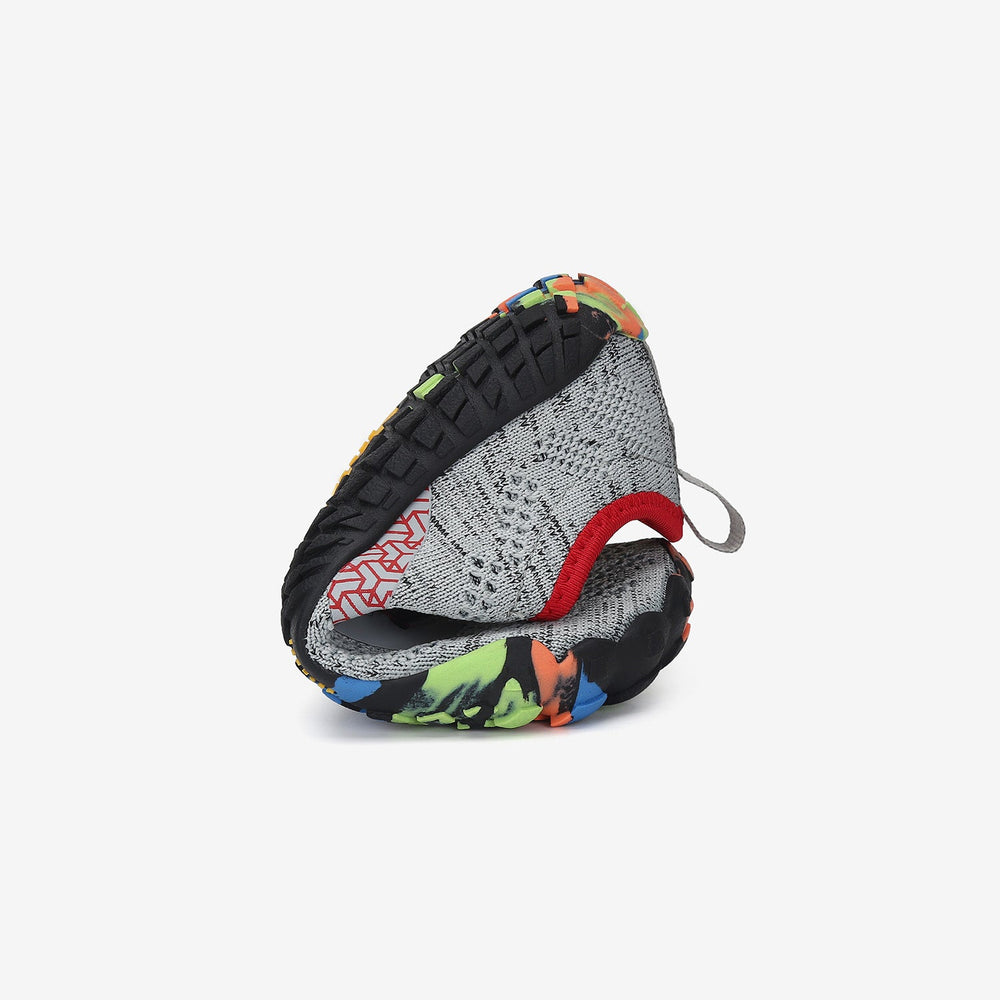 Barfußschuhe Flexkerben Smart I Grau Kinder 4mm Sohle Klettverschluss falten- Saguaro