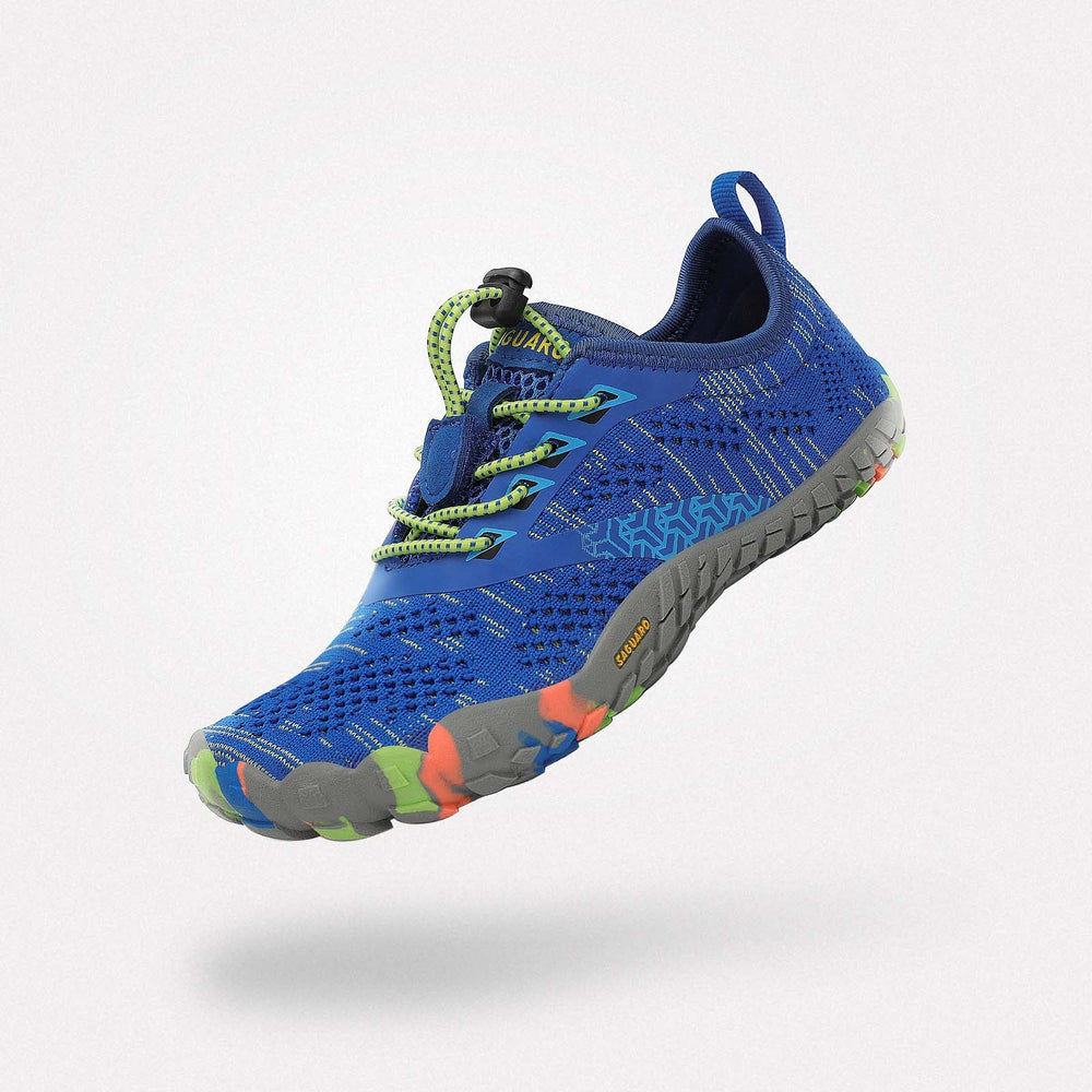 Barfußschuhe Flexkerben Smart I Blaue Kinder 4mm Sohle Klettverschluss - Saguaro