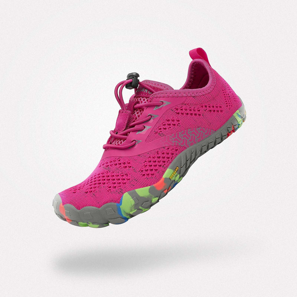 Barfußschuhe Flexkerben Smart I Rosenrot Kinder 4mm Sohle Klettverschluss - Saguaro