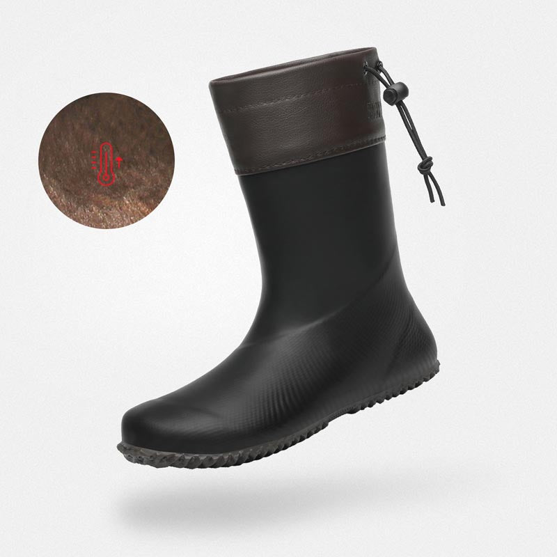 Barfuß-Gummistiefel Isolierung Brisk I Schwarz-Winterplusch Erwachsene 3mm Sohle Matschfest - Saguaro