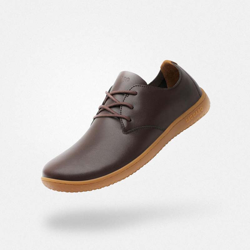 Business Barfußschuhe Elegance Anzugschuhe Dream III Braun Erwachsene 4mm Sohle Kunstleder - Saguaro