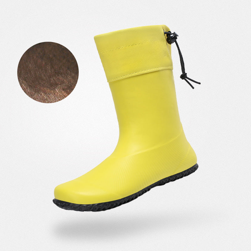 Barfuß-Gummistiefel Isolierung Brisk I Gelb-Winterplusch Erwachsene 3mm Sohle Matschfest - Saguaro