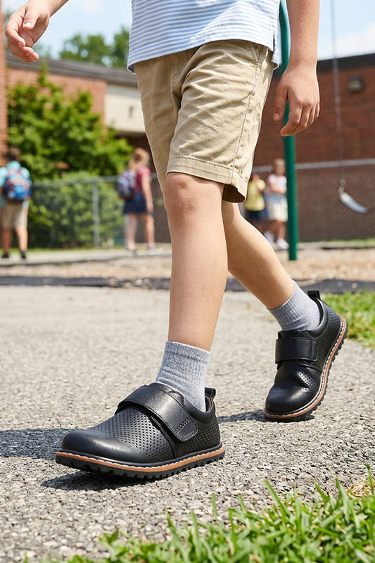 barfussschuhe fur kinder auf dem schulweg